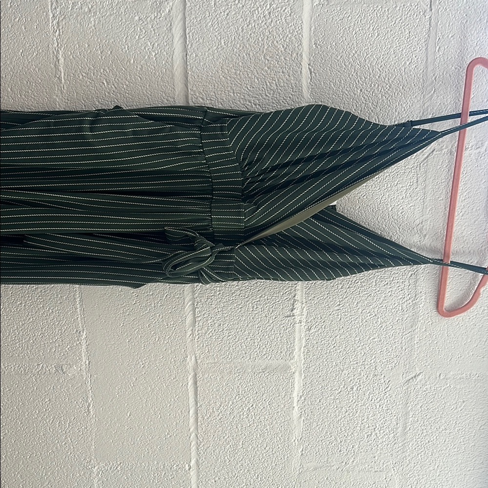 Green Striped Sleeveless Jumpsuit